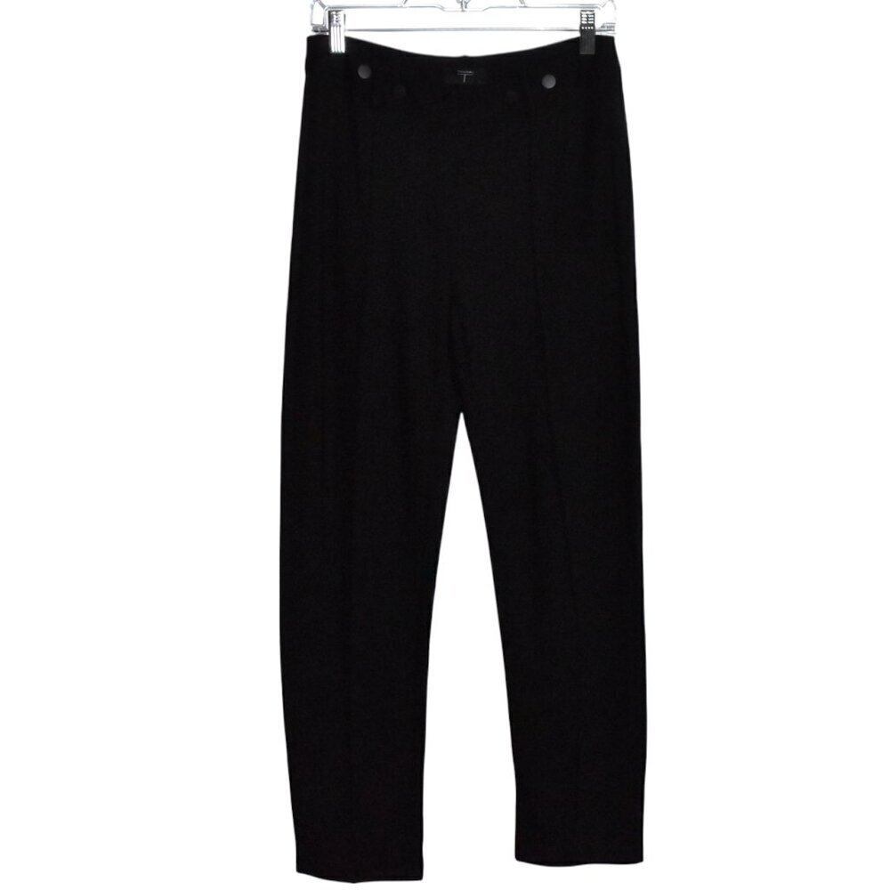 T Tahari High Rise Seamed Straight Leg Pant Trousers Black